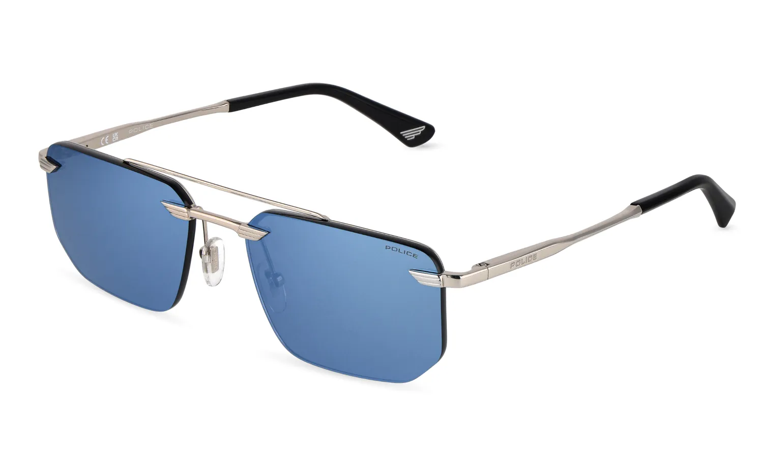 Police SPLU76 OVERFLY 2 579B Occhiali da sole Metallo Fumo Geometrica Normale Specchiato - immagine 1