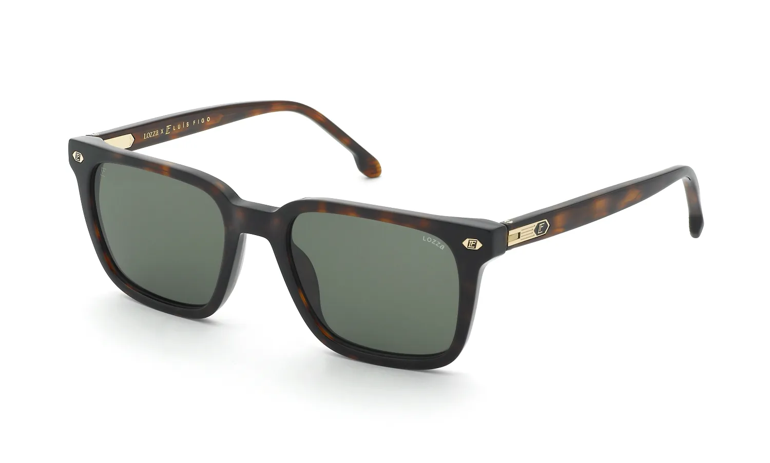 Lozza SL4415 714 Occhiali da sole Acetato Havana Verde Squadrata Normale - immagine 1