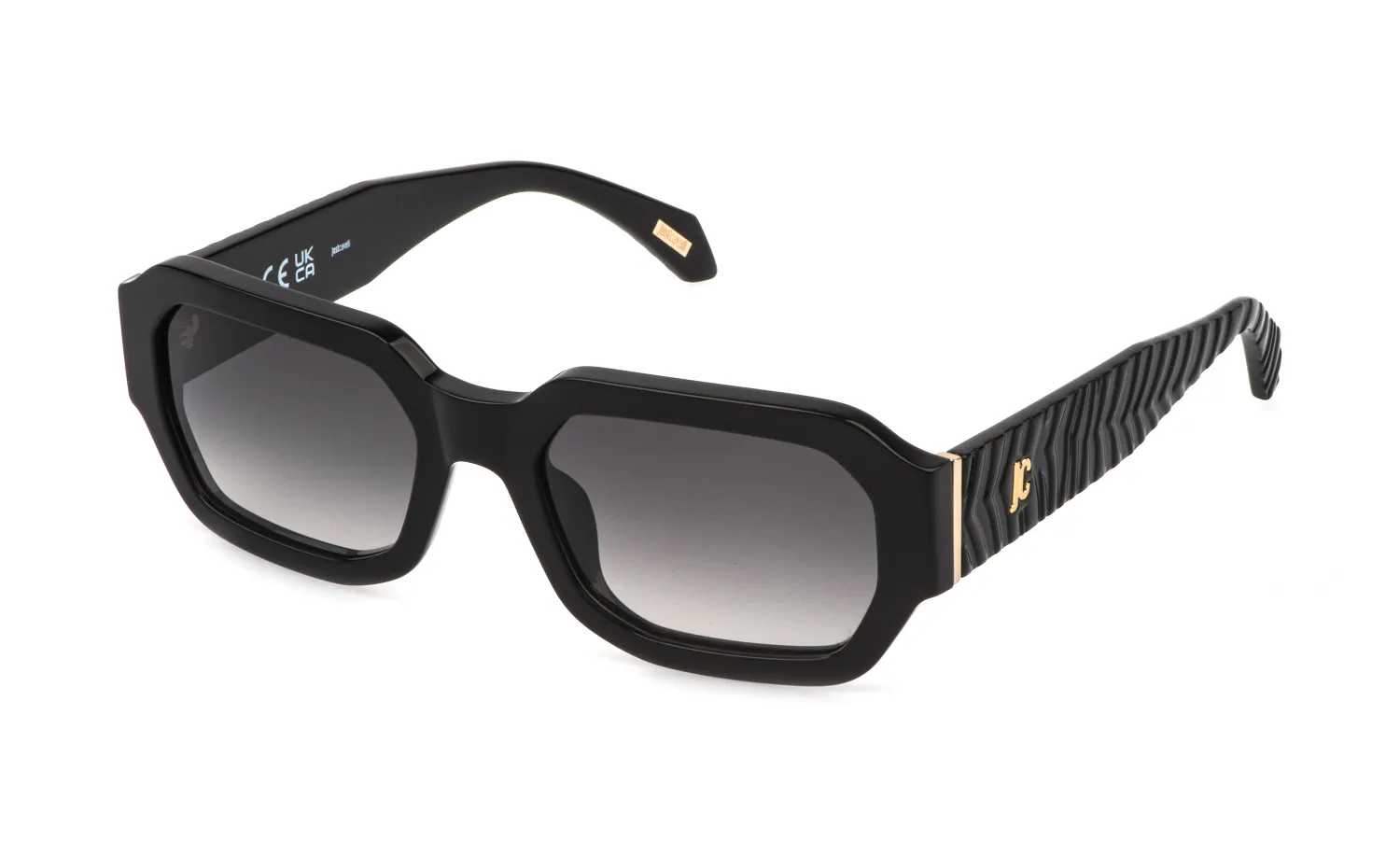 Just Cavalli SJC203 700 Occhiali da sole Acetato Nero Fumo Geometrica Normale Sfumato - immagine 1