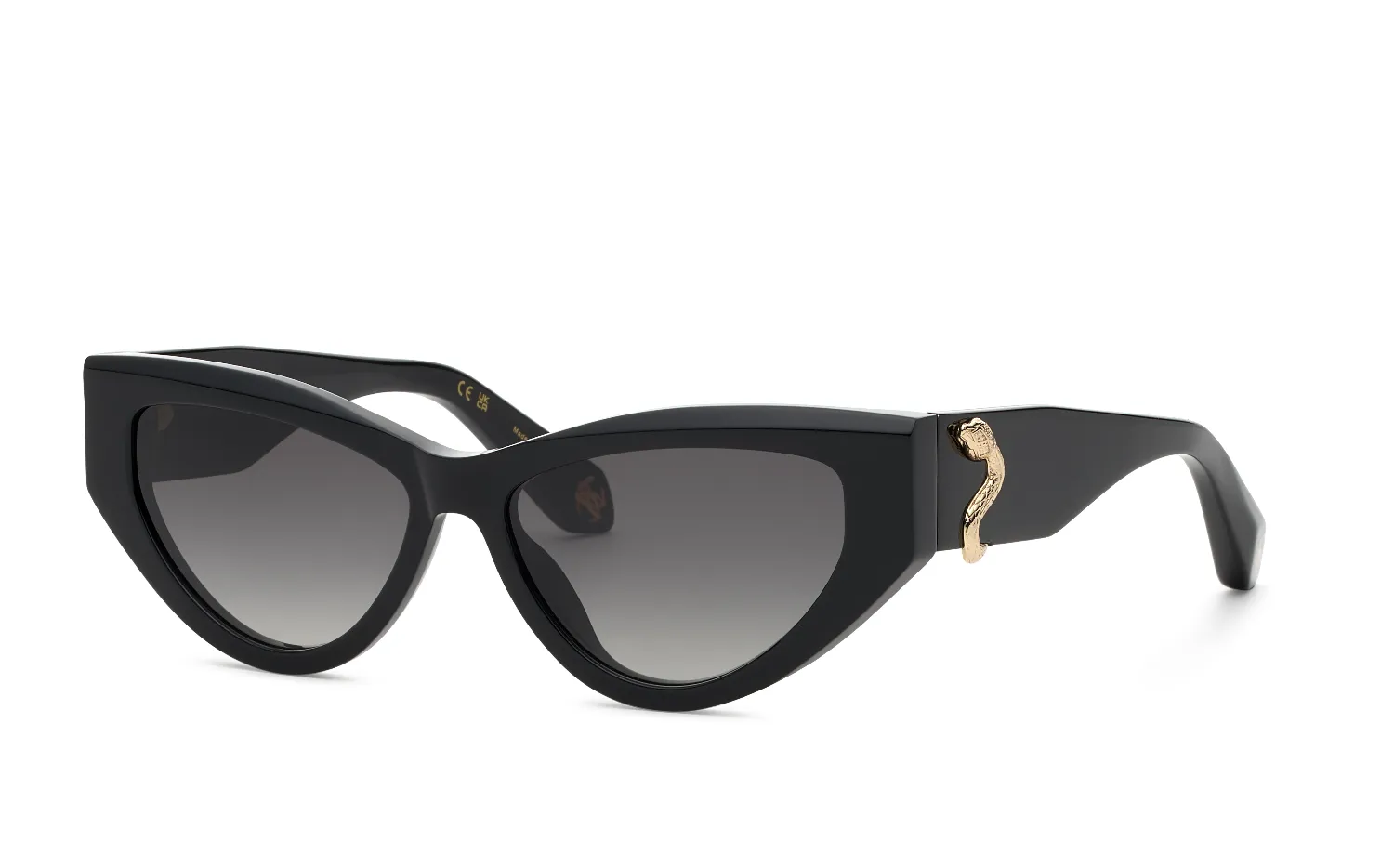Roberto Cavalli SRC184 700 Occhiali da sole Acetato Nero Fumo Cat Eye Normale Sfumato - immagine 1