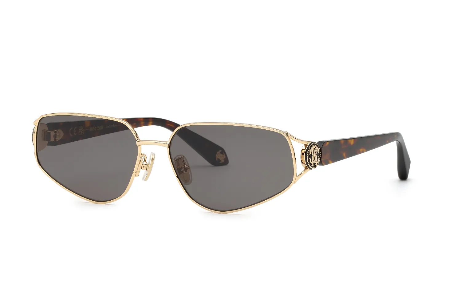 Roberto Cavalli SRC175M 300Y Occhiali da sole Metallo Oro Marrone Geometrica Normale - immagine 1