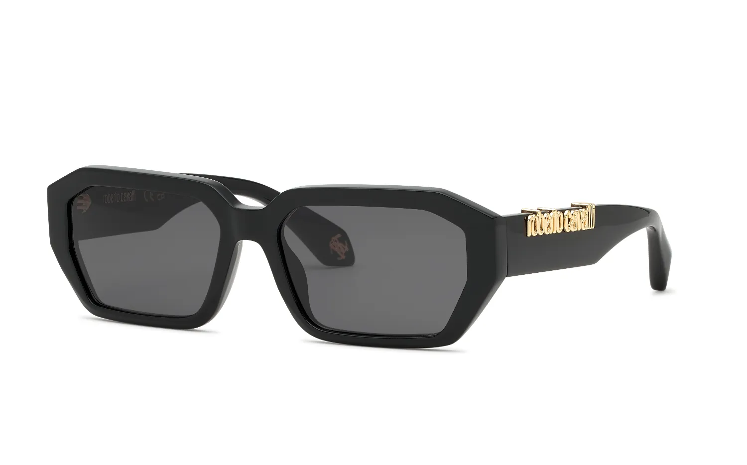 Roberto Cavalli SRC113V 700Y Occhiali da sole Acetato Nero Fumo Geometrica Normale - immagine 1