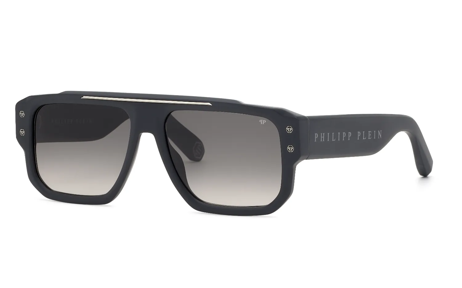 Philipp Plein SPP231 PLEIN STUD 0I41 Occhiali da sole Acetato Grigio Fumo Geometrica Normale Sfumato - immagine 1