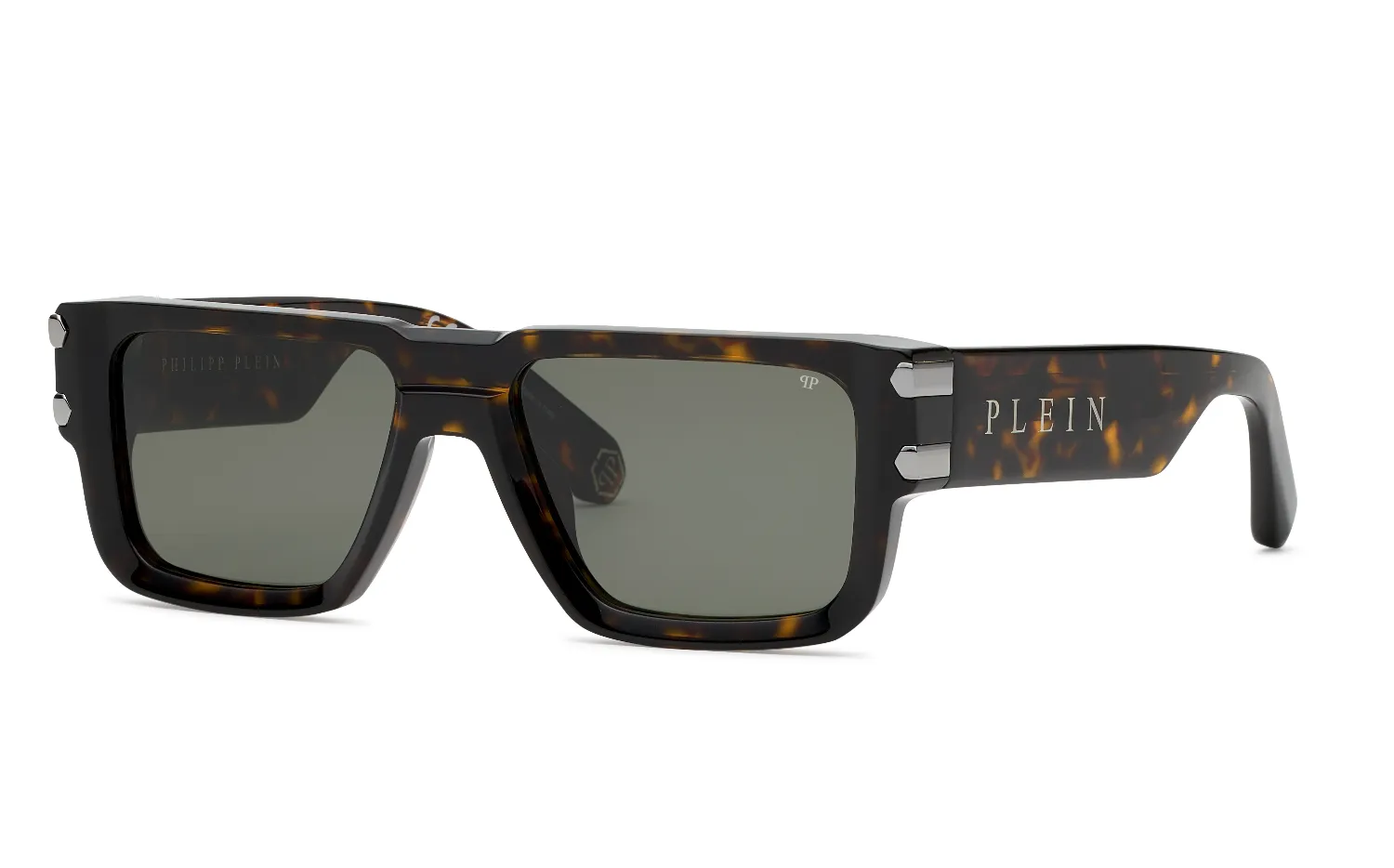 Philipp Plein SPP229 PLEIN EAGLE 722 Occhiali da sole Acetato Havana Verde Geometrica Normale - immagine 1