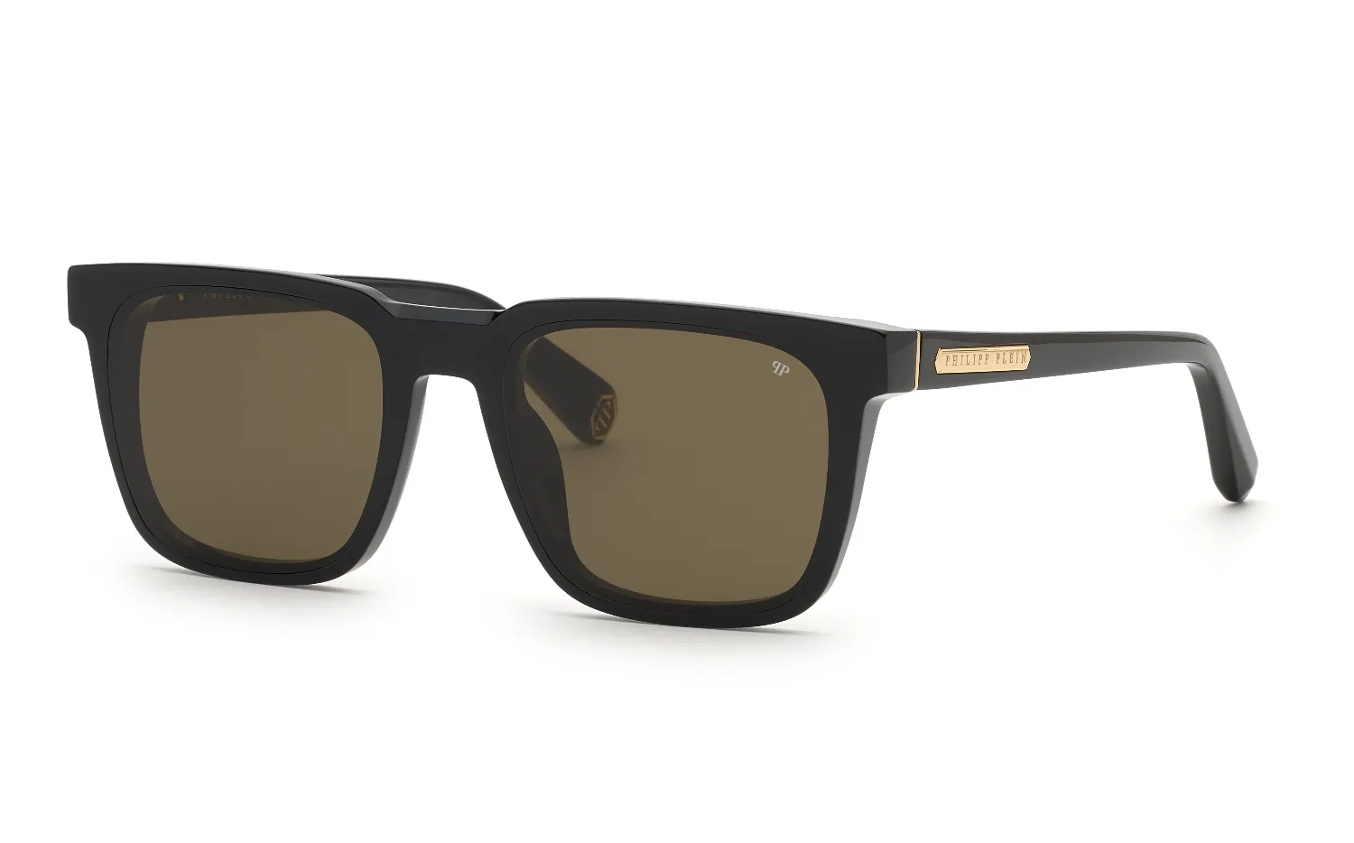 Philipp Plein SPP212 PLEIN ESSENTIAL 700 Occhiali da sole Acetato Nero Verde Squadrata Normale - immagine 1