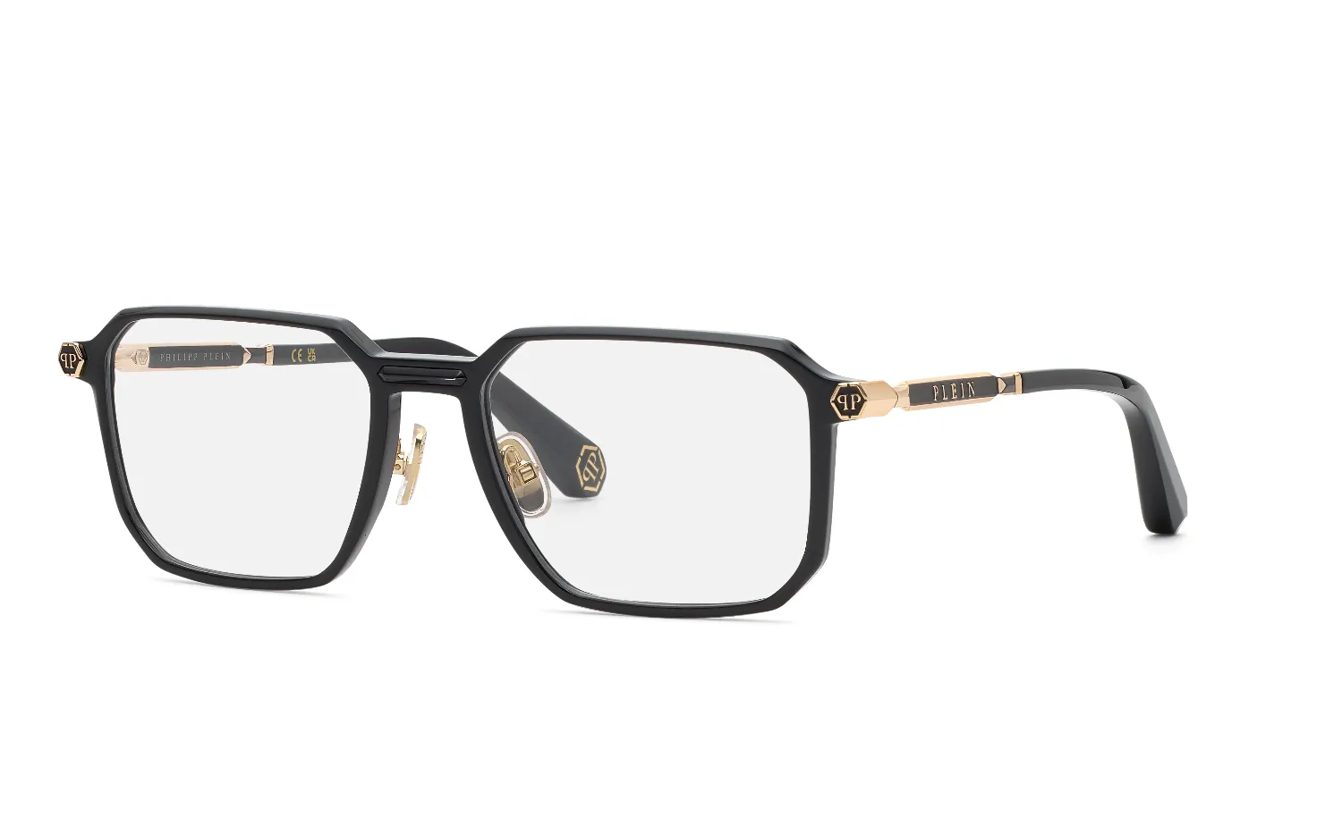 Philipp Plein VPP220M PLEIN HEXAGON STUD 0Z42 Montature da vista Iniettato Nero Geometrica - immagine 1