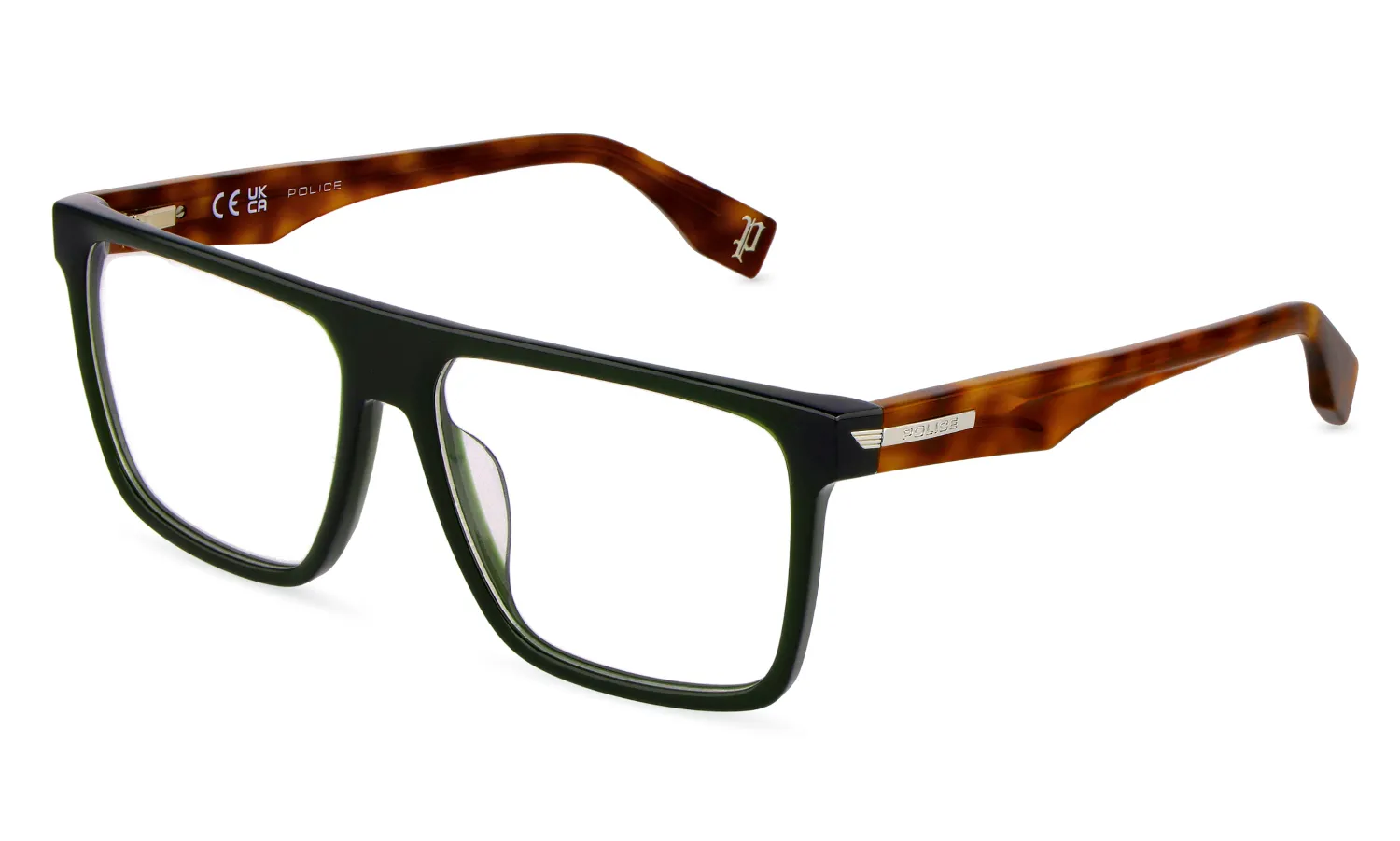 Police VPLU57 NERVE 4 09GT Montature da vista Acetato Verde Squadrata - immagine 1