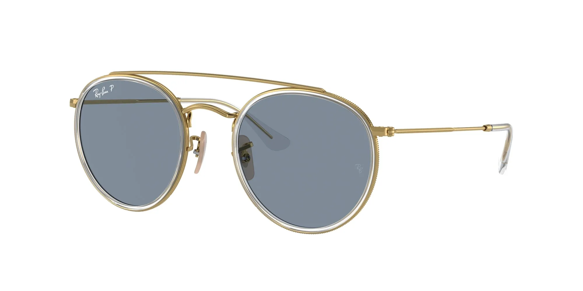 Ray - Ban RB3647N 001/02 Occhiali da sole Metallo Oro Blu Rotonda Polarizzata - immagine 1