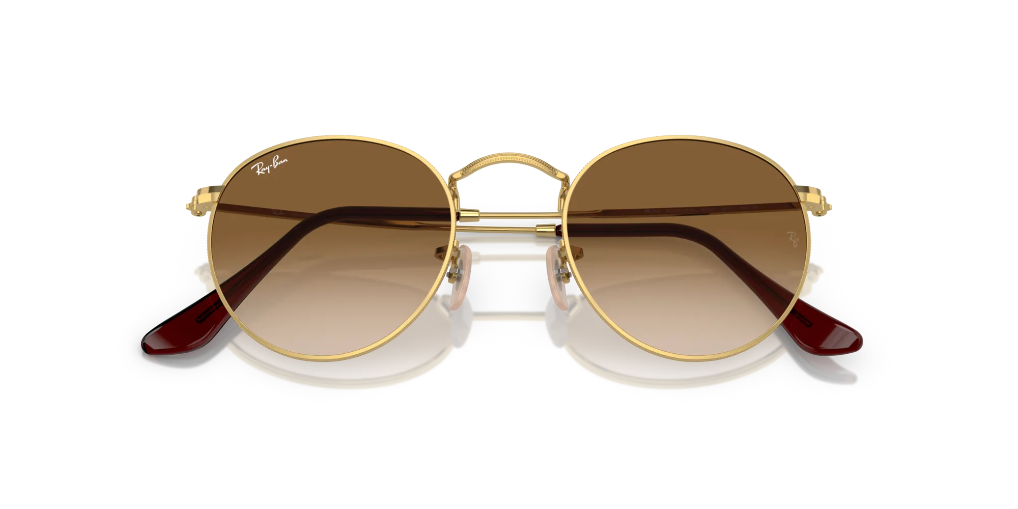 Ray - Ban RB3447 ROUND METAL 001/51 Occhiali da sole Metallo Oro Marrone Rotonda Normale Sfumato - immagine 2
