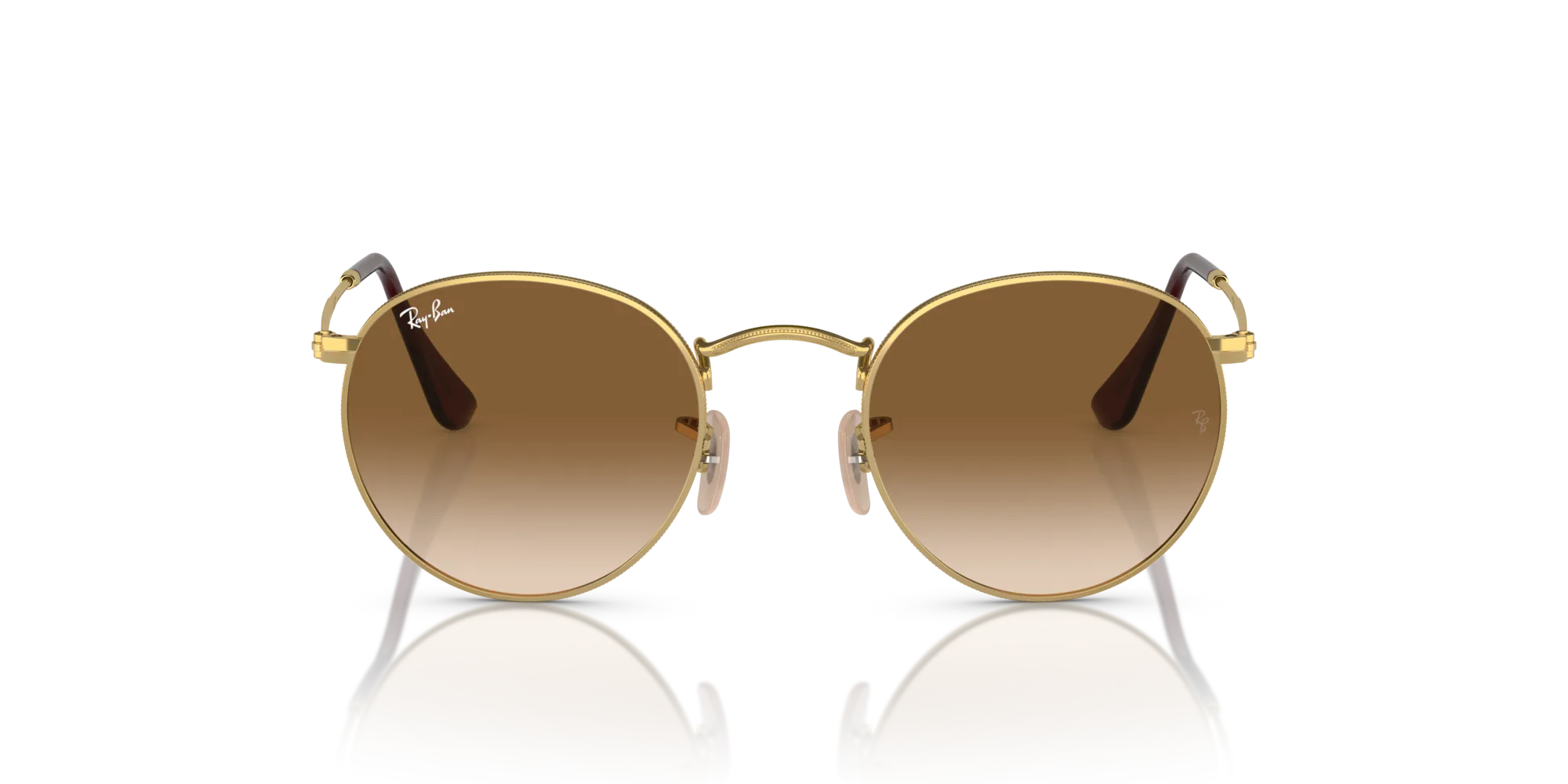 Ray - Ban RB3447 ROUND METAL 001/51 Occhiali da sole Metallo Oro Marrone Rotonda Normale Sfumato - immagine 3