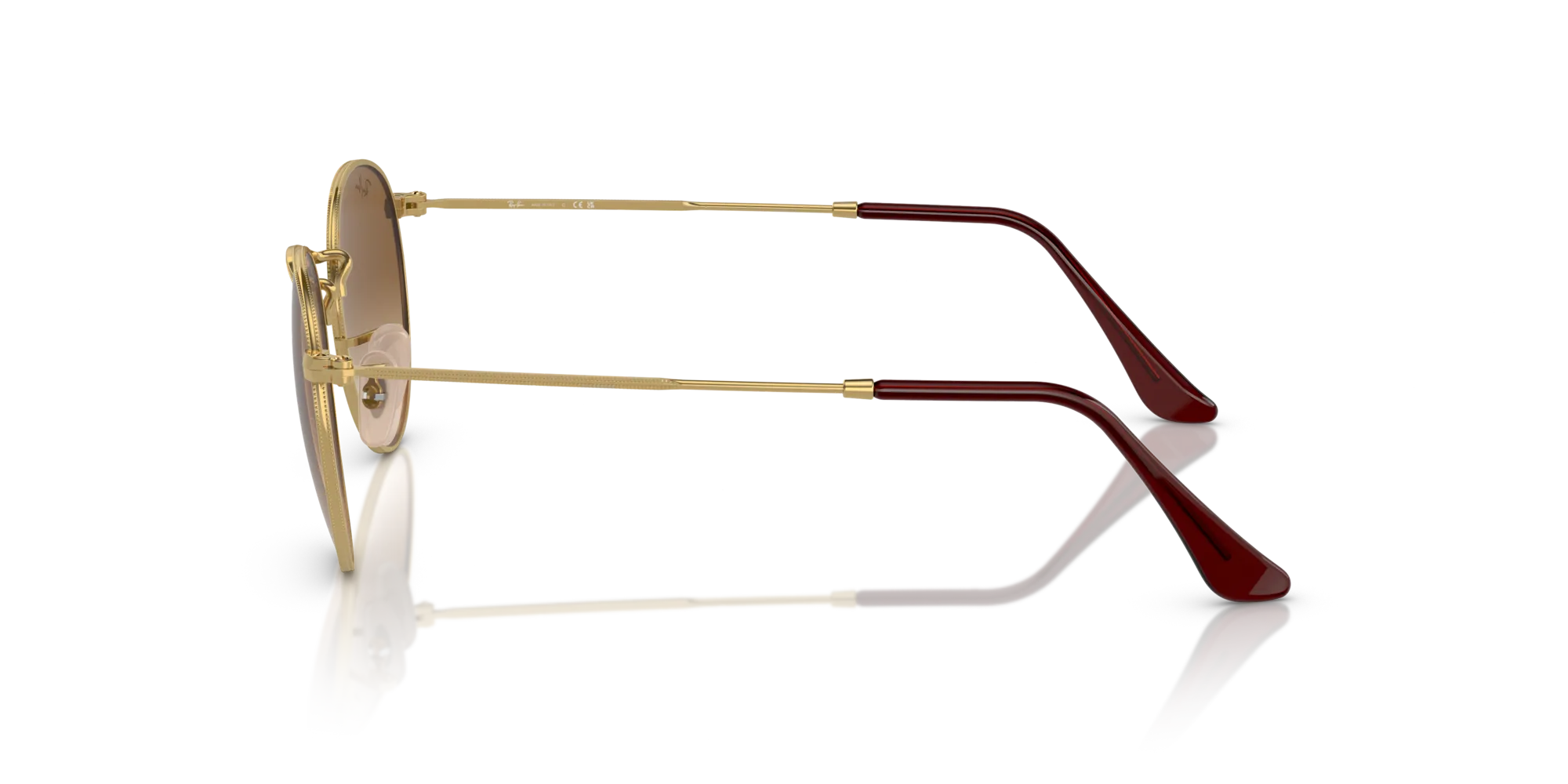 Ray - Ban RB3447 ROUND METAL 001/51 Occhiali da sole Metallo Oro Marrone Rotonda Normale Sfumato - immagine 4