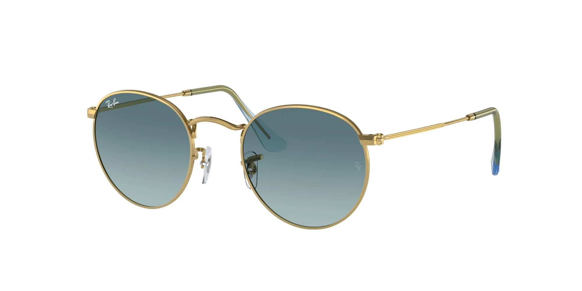Ray - Ban RB3447 ROUND METAL 001/3M Occhiali da sole Metallo Oro Blu Rotonda Normale - immagine 1