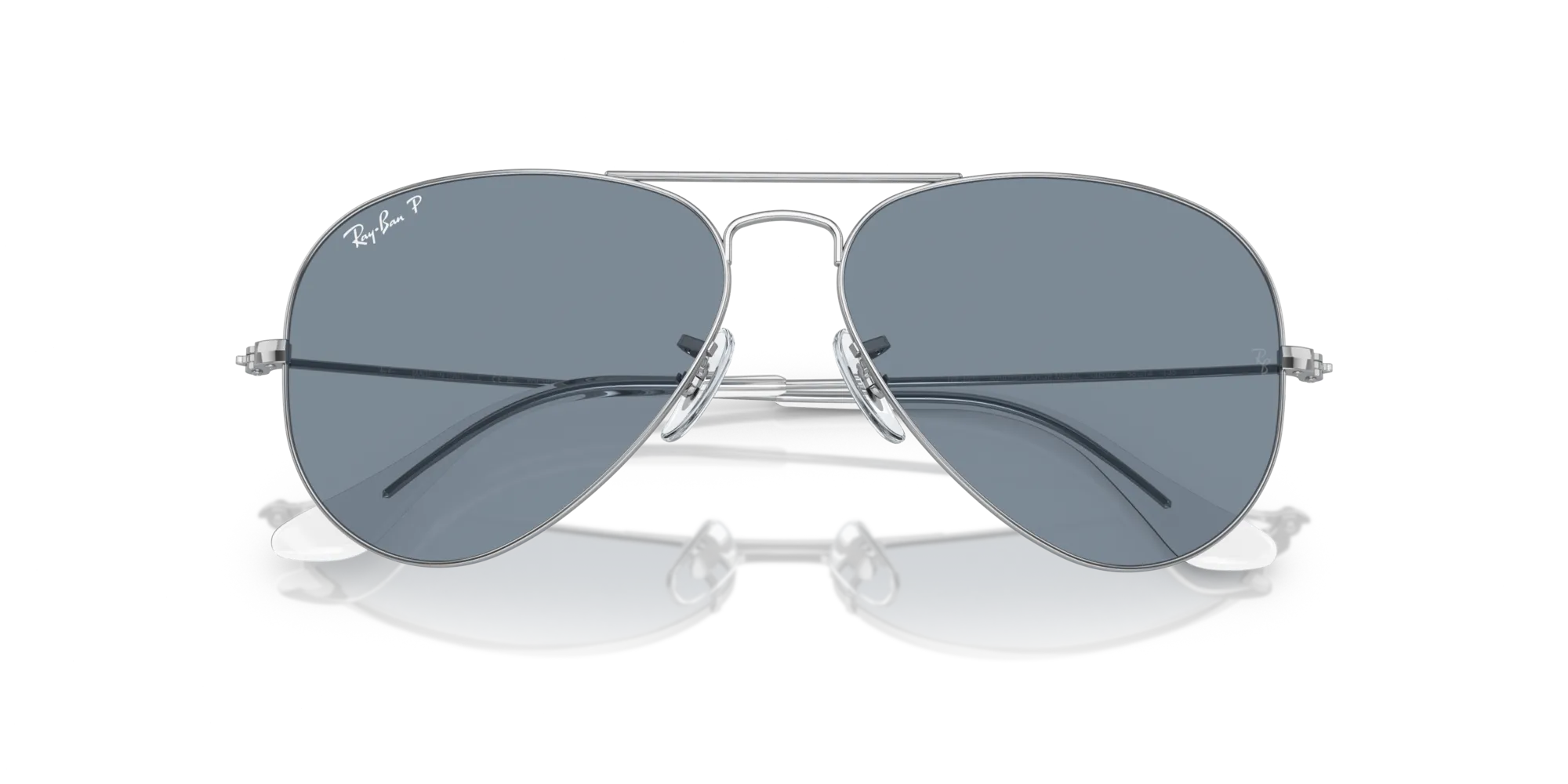 Ray - Ban RB3025 AVIATOR 003/02 Occhiali da sole Metallo Argento Blu Pilot Polarizzata - immagine 2