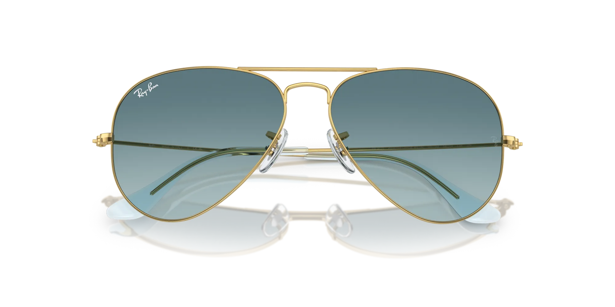Ray - Ban RB3025 AVIATOR 001/3M Occhiali da sole Metallo Oro Blu Pilot Normale - immagine 2