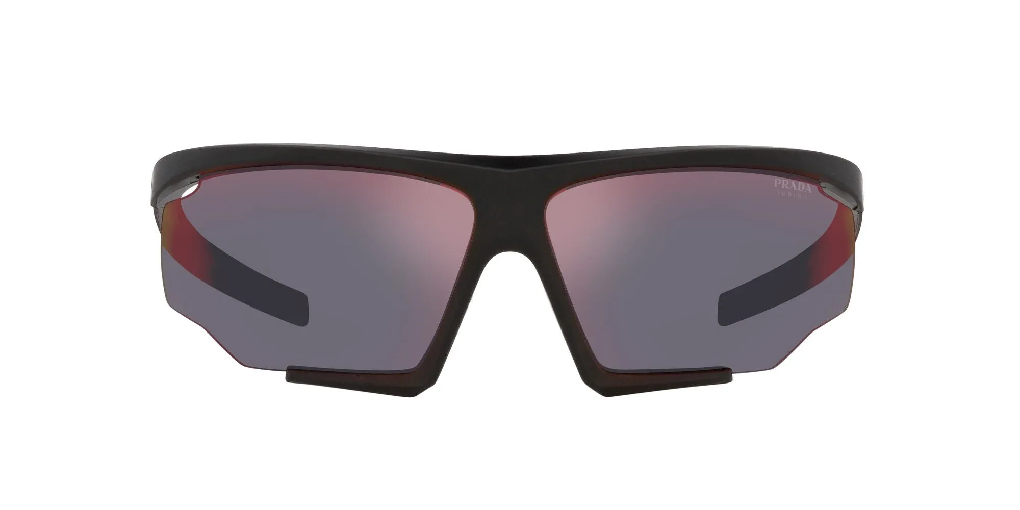 Prada Linea Rossa PS 07YS DG010A Occhiali da sole Iniettato Nero Arancione Geometrica Normale Specchiato - immagine 2
