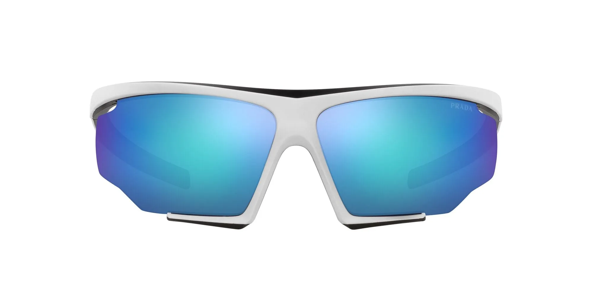 Prada Linea Rossa PS 07YS 15K08R Occhiali da sole Iniettato Bianco Blu Geometrica Specchiate Specchiato - immagine 2