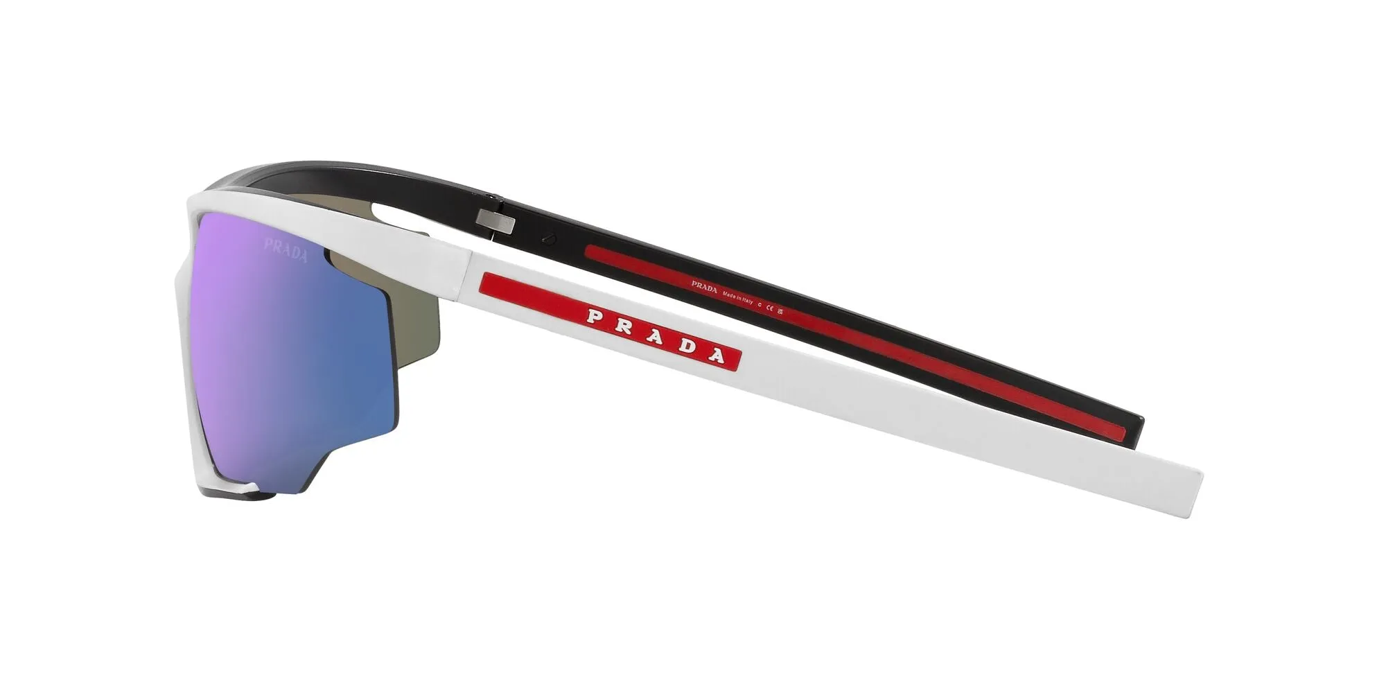 Prada Linea Rossa PS 07YS 15K08R Occhiali da sole Iniettato Bianco Blu Geometrica Specchiate Specchiato - immagine 4