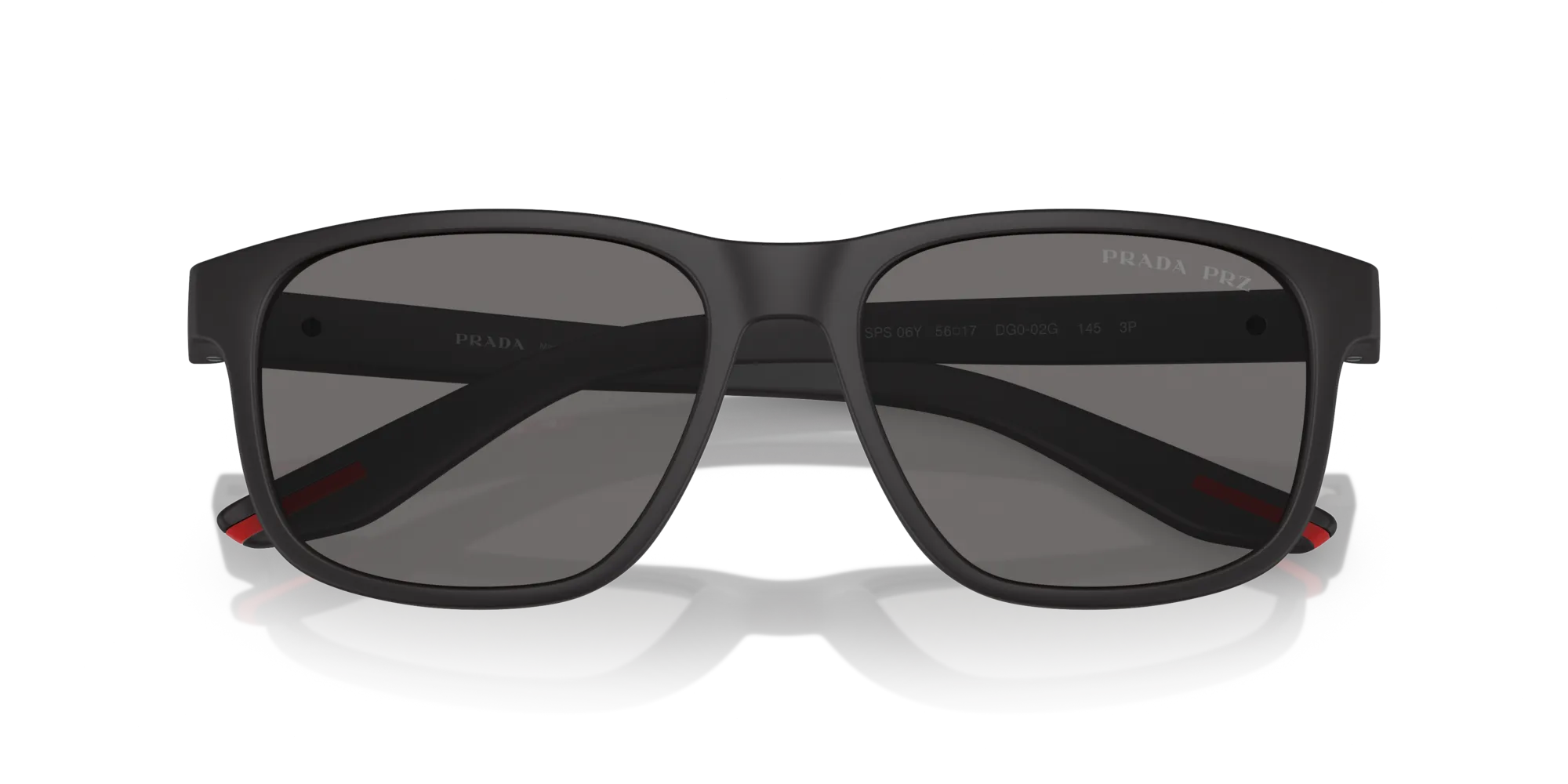 Prada Linea Rossa PS 06YS DG002G Occhiali da sole Iniettato Nero Grigio Pillow Polarizzata - immagine 2