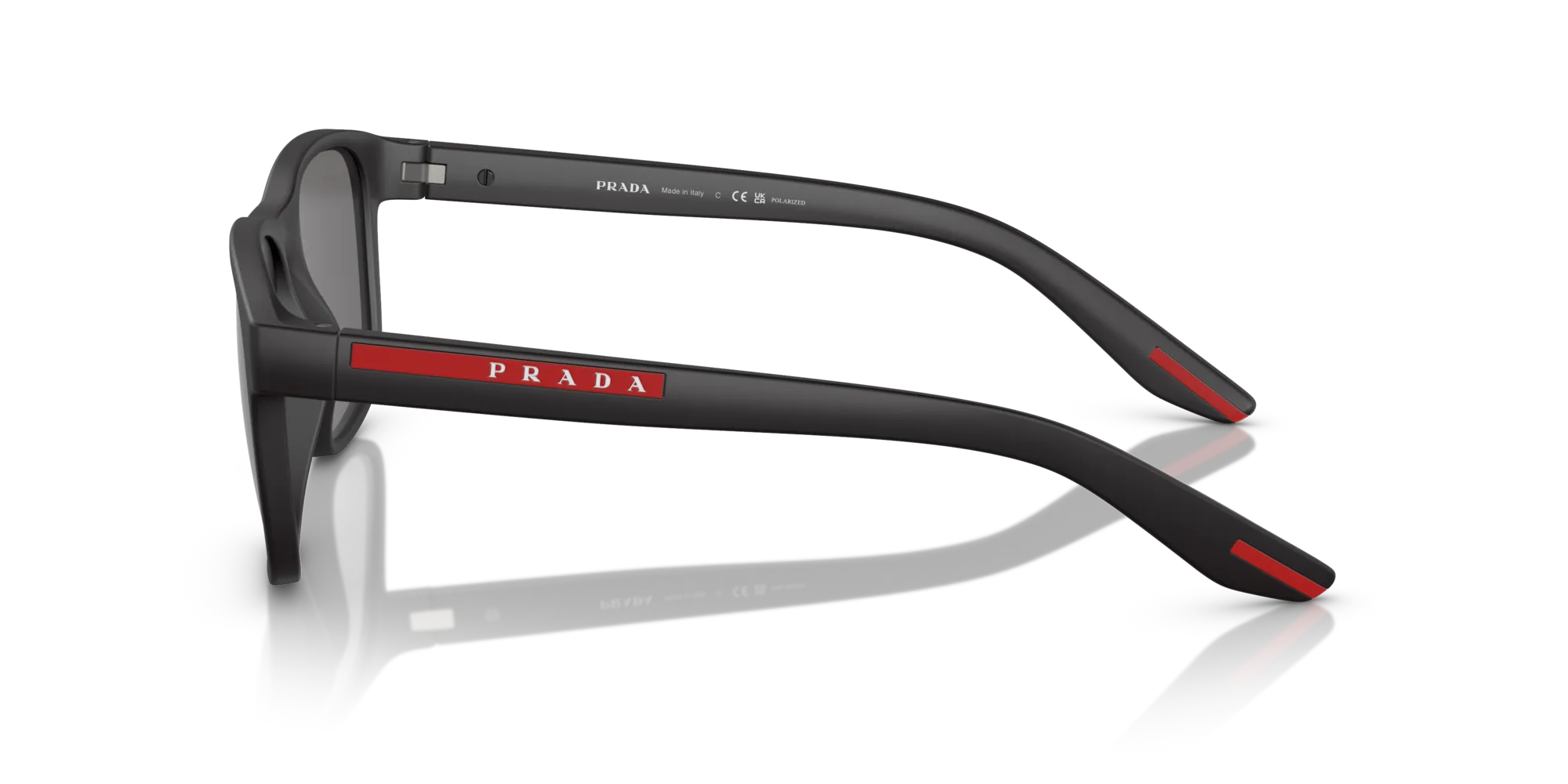 Prada Linea Rossa PS 06YS DG002G Occhiali da sole Iniettato Nero Grigio Pillow Polarizzata - immagine 4