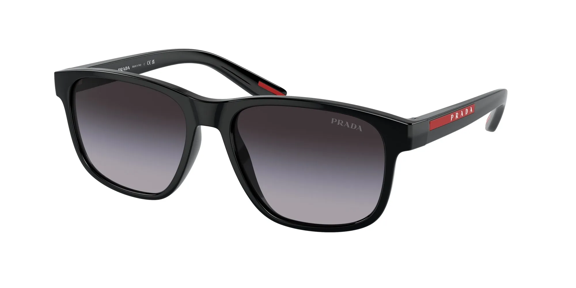 Prada Linea Rossa PS 06YS 1AB09U Occhiali da sole Iniettato Nero Grigio Pillow Normale Sfumato - immagine 1