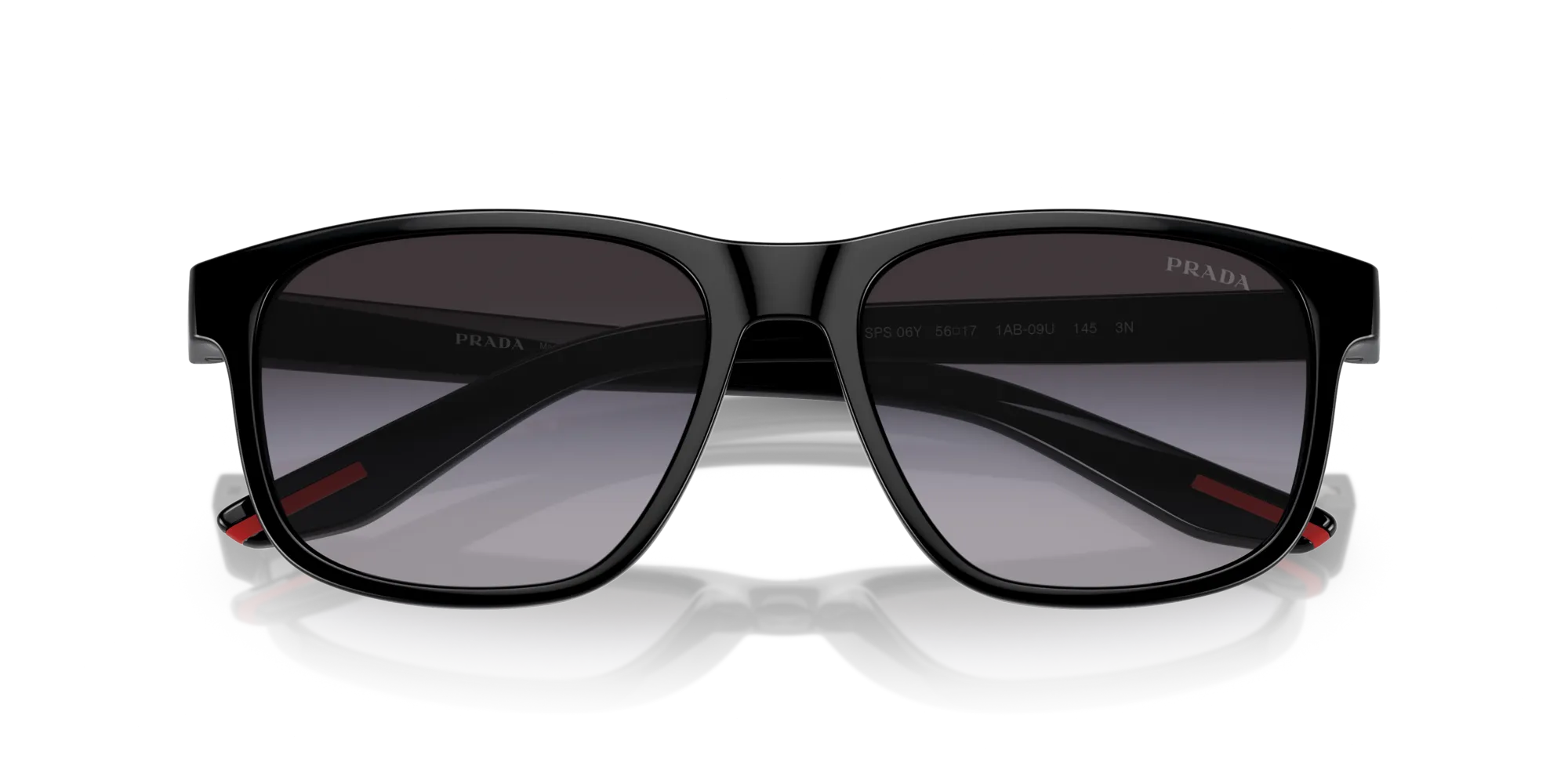 Prada Linea Rossa PS 06YS 1AB09U Occhiali da sole Iniettato Nero Grigio Pillow Normale Sfumato - immagine 2