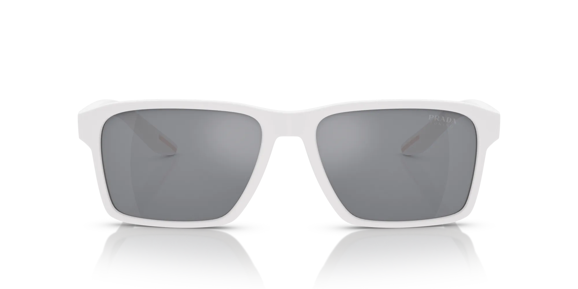 Prada Linea Rossa PS 05YS TWK40A Occhiali da sole Iniettato Bianco Azzurro Squadrata Specchiate Specchiato - immagine 3
