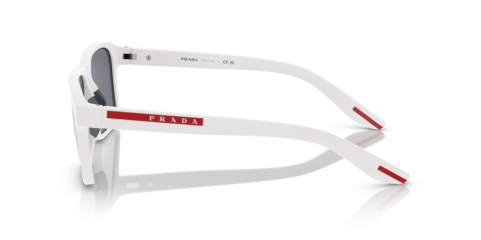 Prada Linea Rossa PS 05YS TWK40A Occhiali da sole Iniettato Bianco Azzurro Squadrata Specchiate Specchiato - immagine 4