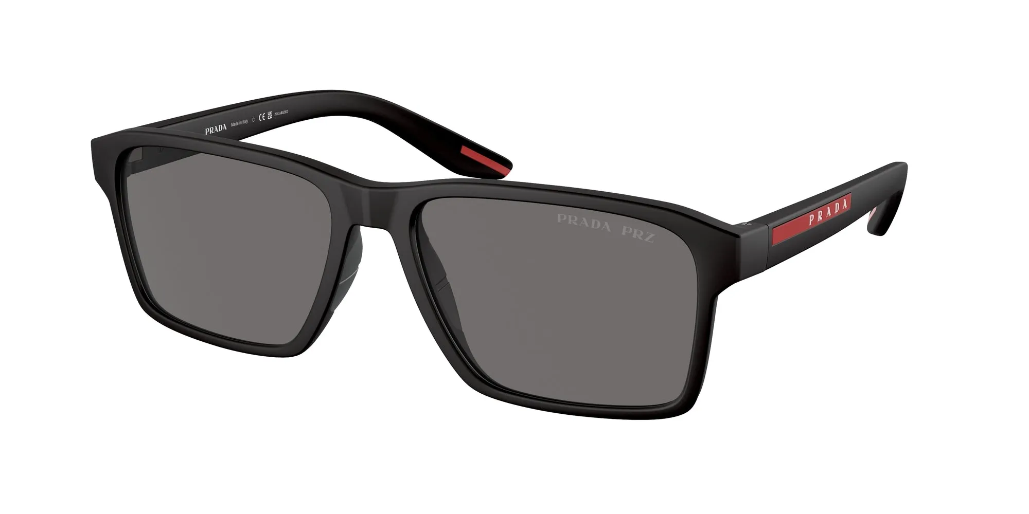 Prada Linea Rossa PS 05YS DG002G Occhiali da sole Iniettato Nero Grigio Squadrata Polarizzata - immagine 1