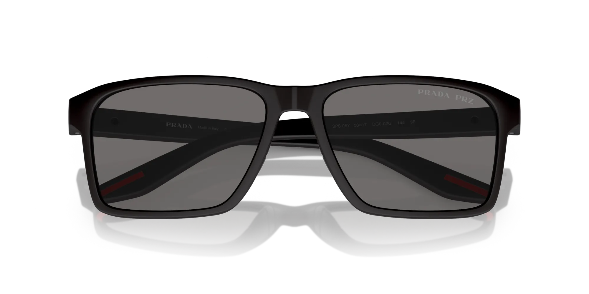 Prada Linea Rossa PS 05YS DG002G Occhiali da sole Iniettato Nero Grigio Squadrata Polarizzata - immagine 2