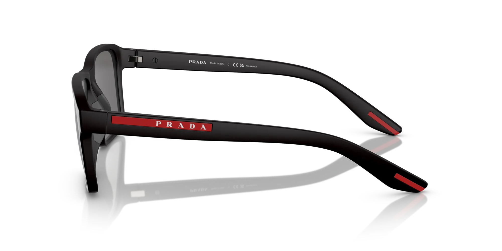 Prada Linea Rossa PS 05YS DG002G Occhiali da sole Iniettato Nero Grigio Squadrata Polarizzata - immagine 4