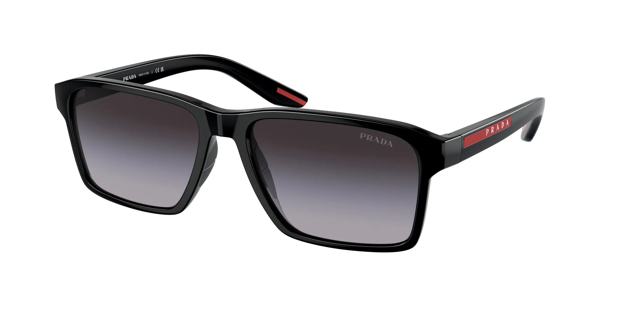Prada Linea Rossa PS 05YS 1AB09U Occhiali da sole Iniettato Nero Grigio Squadrata Normale Sfumato - immagine 1