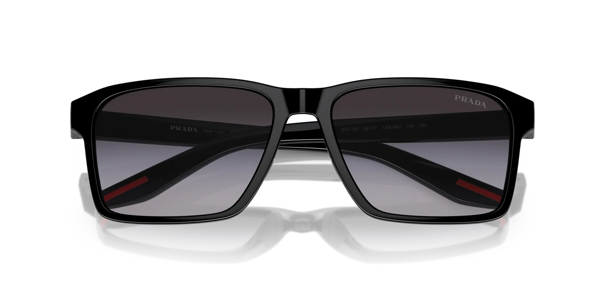 Prada Linea Rossa PS 05YS 1AB09U Occhiali da sole Iniettato Nero Grigio Squadrata Normale Sfumato - immagine 2
