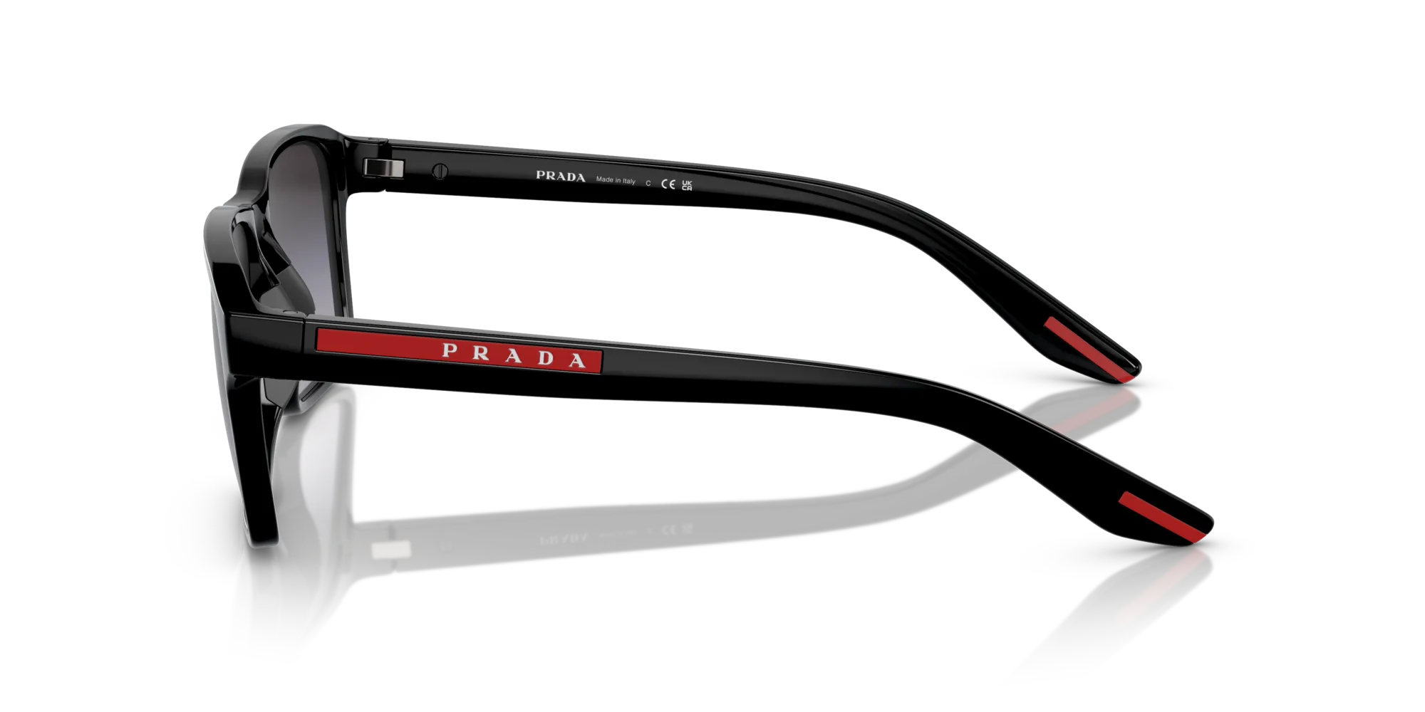 Prada Linea Rossa PS 05YS 1AB09U Occhiali da sole Iniettato Nero Grigio Squadrata Normale Sfumato - immagine 4