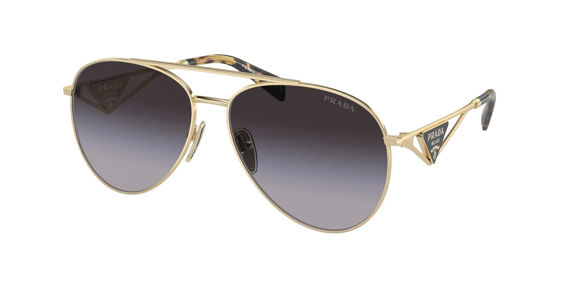 Prada PR 73ZS ZVN5D1 Occhiali da sole Metallo Oro Grigio Pilot Normale Sfumato - immagine 1