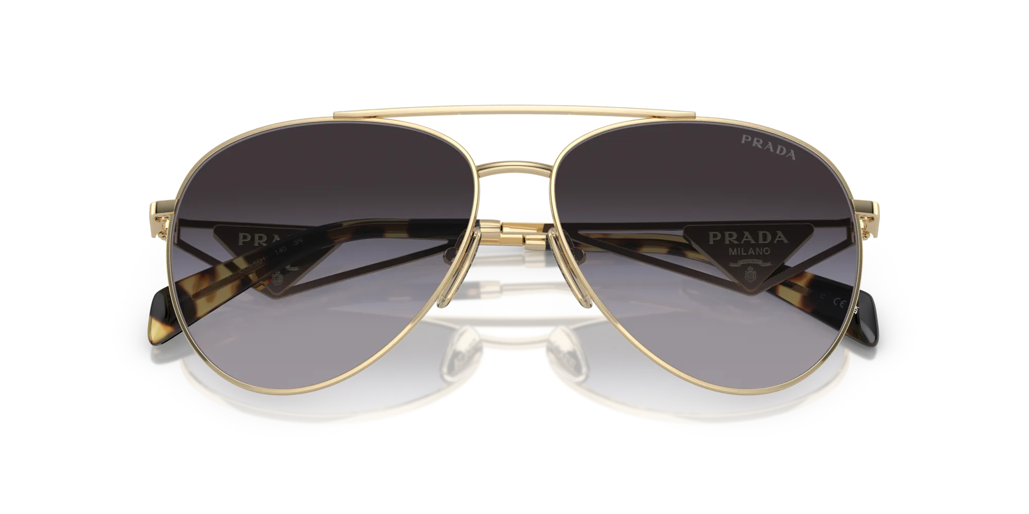 Prada PR 73ZS ZVN5D1 Occhiali da sole Metallo Oro Grigio Pilot Normale Sfumato - immagine 2