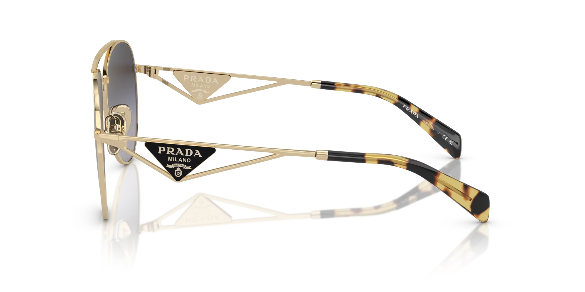 Prada PR 73ZS ZVN5D1 Occhiali da sole Metallo Oro Grigio Pilot Normale Sfumato - immagine 4