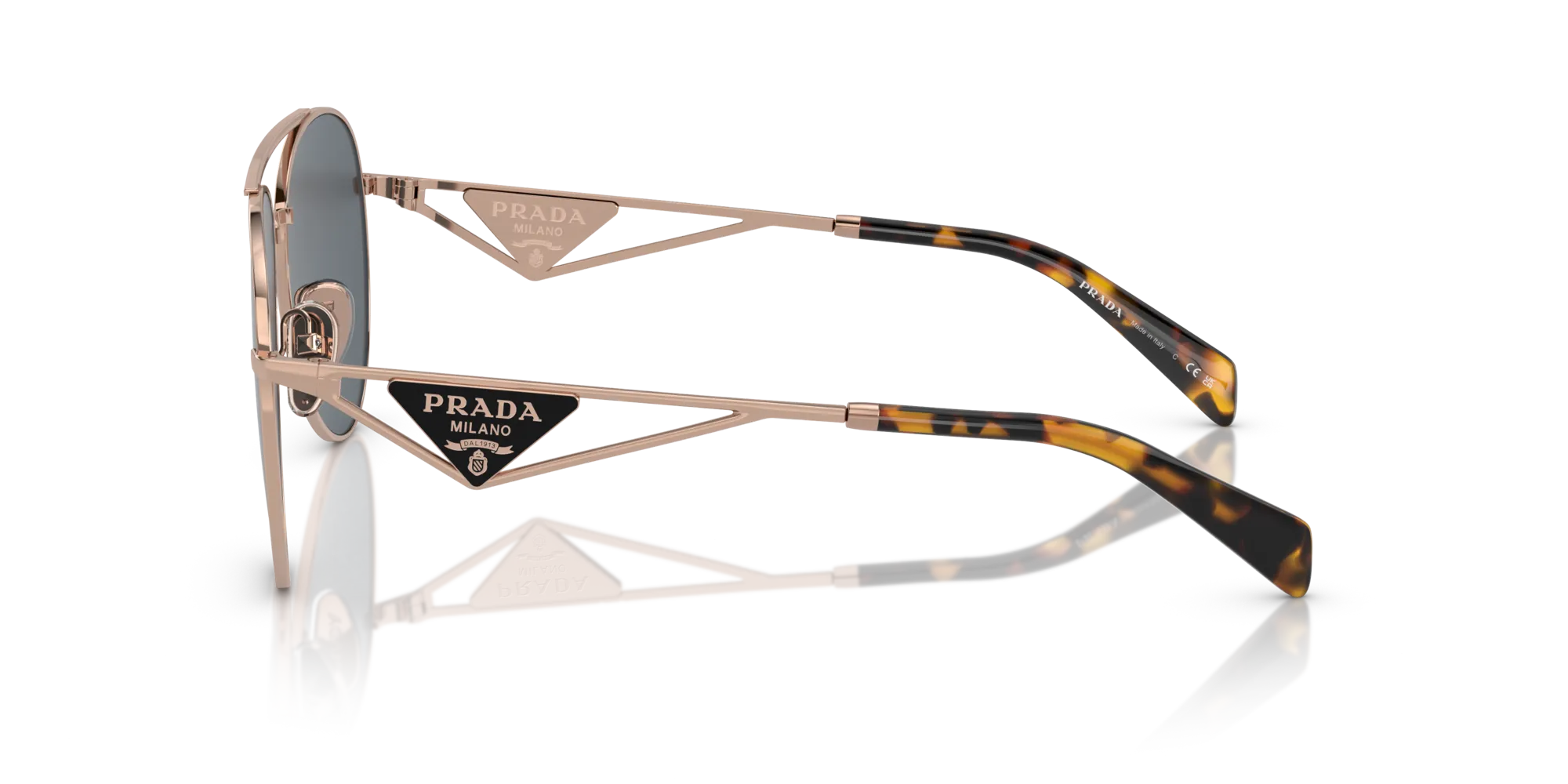 Prada PR 73ZS SVF09T Occhiali da sole Metallo Oro Grigio Pilot Normale - immagine 4