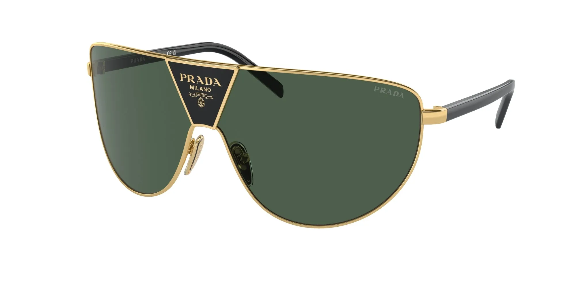 Prada PR 69ZS 5AK05V Occhiali da sole Metallo Oro Verde Squadrata Normale - immagine 1