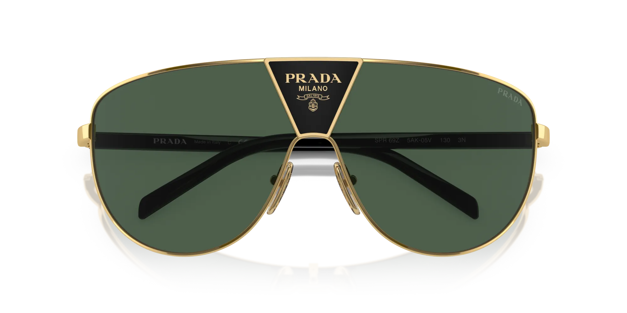Prada PR 69ZS 5AK05V Occhiali da sole Metallo Oro Verde Squadrata Normale - immagine 2