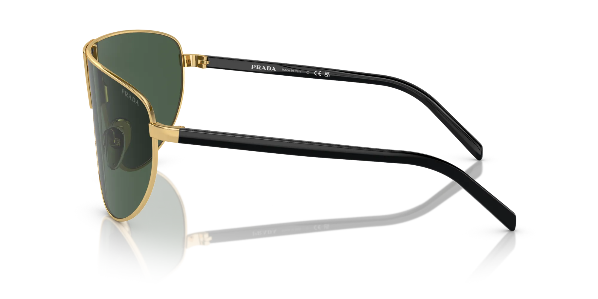 Prada PR 69ZS 5AK05V Occhiali da sole Metallo Oro Verde Squadrata Normale - immagine 4