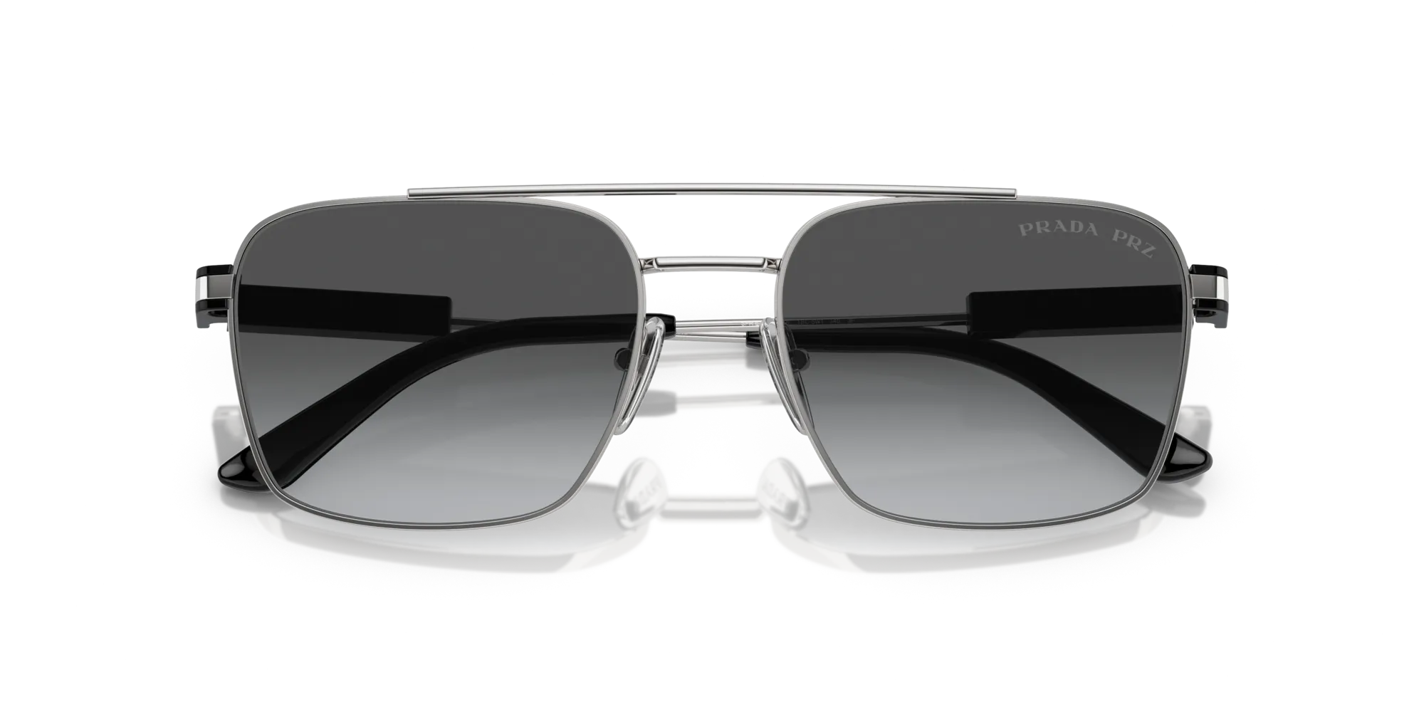 Prada PR 67ZS 1BC5W1 Occhiali da sole Metallo Argento Grigio Pillow Polarizzata Sfumato - immagine 2