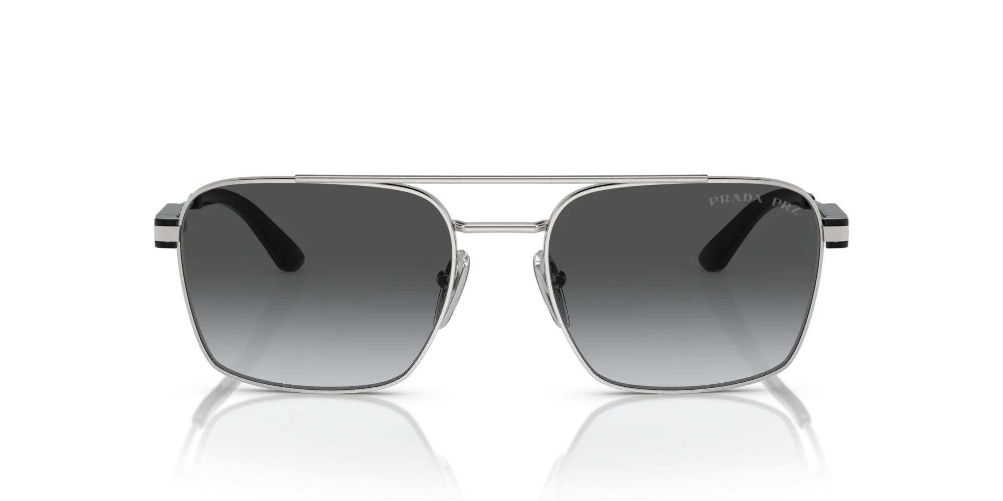 Prada PR 67ZS 1BC5W1 Occhiali da sole Metallo Argento Grigio Pillow Polarizzata Sfumato - immagine 3