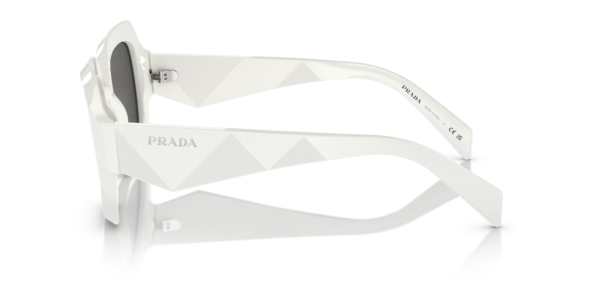 Prada PR 28ZS 17K08Z Occhiali da sole Acetato Bianco Grigio Pillow Normale - immagine 4