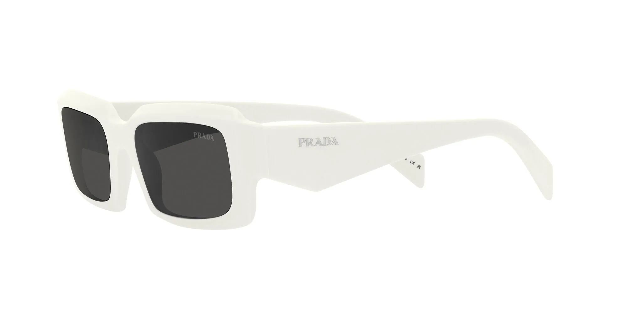 Prada PR 27ZS 17K08Z Occhiali da sole Acetato Bianco Grigio Geometrica Normale - immagine 3