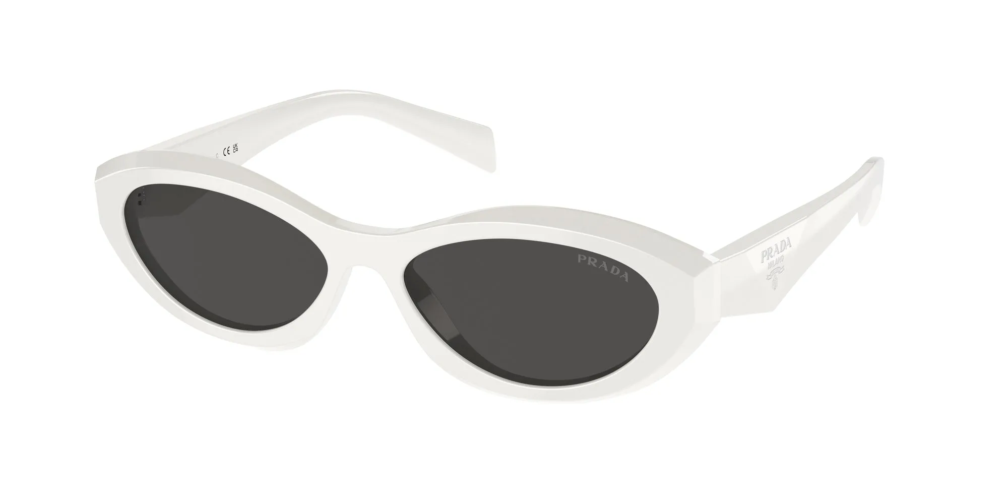 Prada PR 26ZS 17K08Z Occhiali da sole Acetato Bianco Grigio Geometrica Normale - immagine 1
