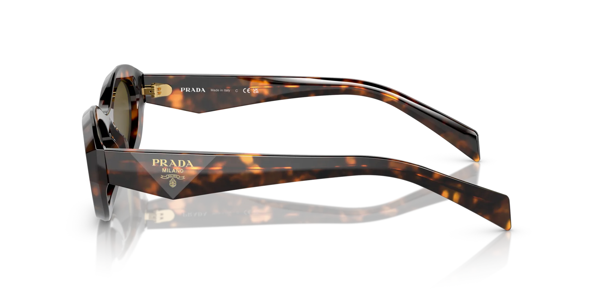 Prada PR 26ZS 14L09Z Occhiali da sole Acetato Verde Marrone Geometrica Normale - immagine 4