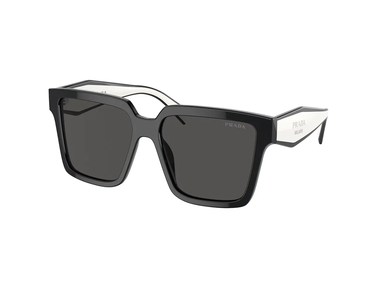 Prada PR 24ZS 1AB5S0 Occhiali da sole Acetato Nero Grigio Squadrata Normale - immagine 1