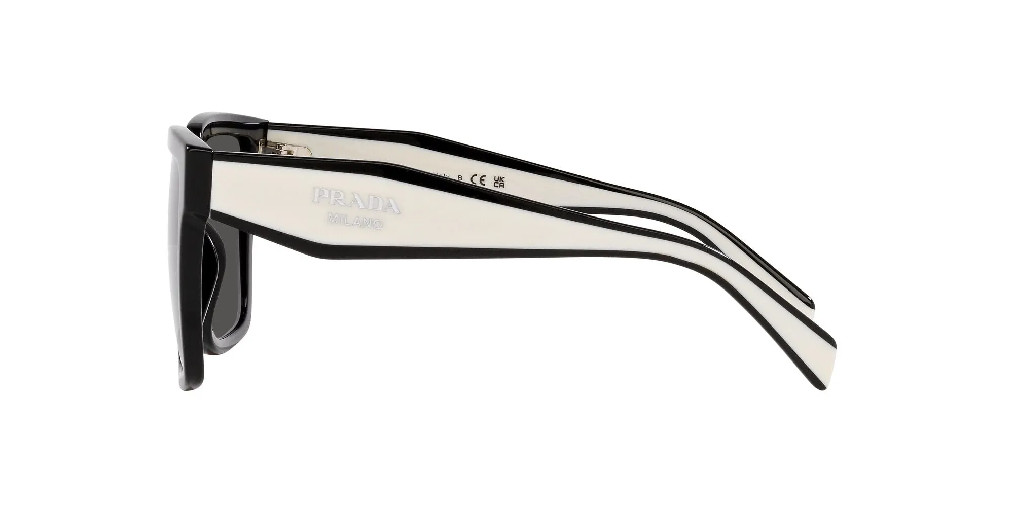 Prada PR 24ZS 1AB5S0 Occhiali da sole Acetato Nero Grigio Squadrata Normale - immagine 4