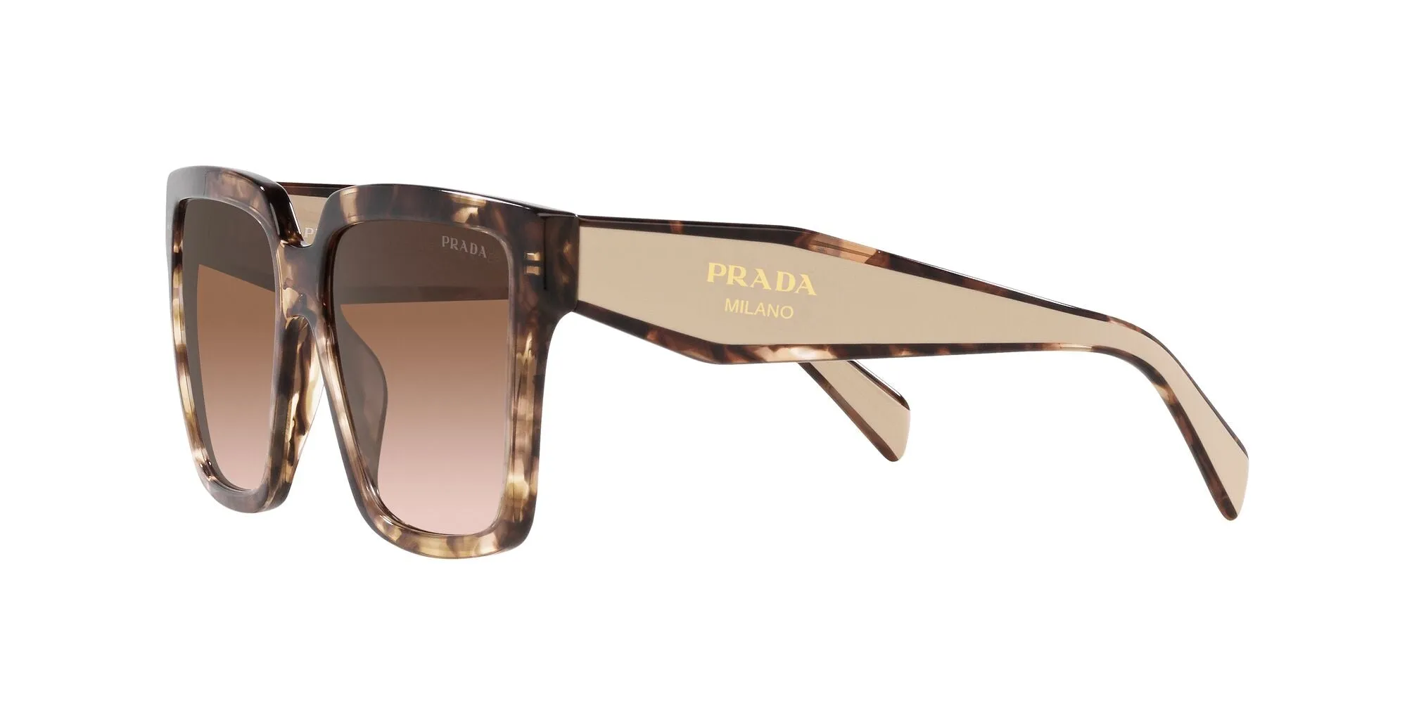 Prada PR 24ZS 07R0A6 Occhiali da sole Acetato Tartaruga Marrone Squadrata Normale Sfumato - immagine 3