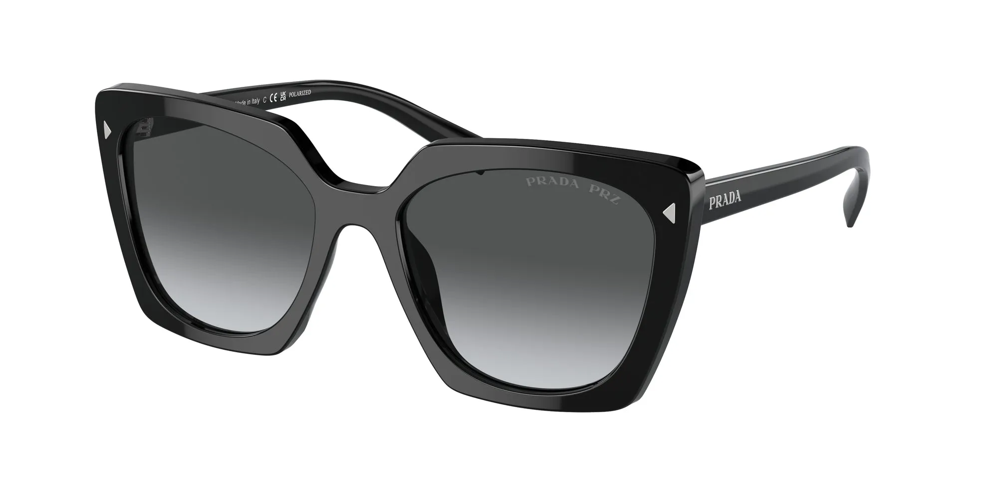 Prada PR 23ZS 1AB5W1 Occhiali da sole Acetato Nero Grigio Squadrata Polarizzata Sfumato - immagine 1